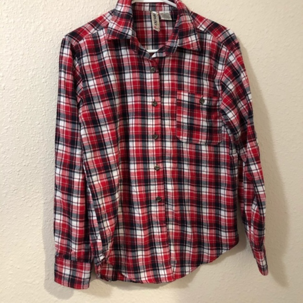 💜💜 Ladies Red Plaid Mimi Chica Flannel Shirt Size Small …